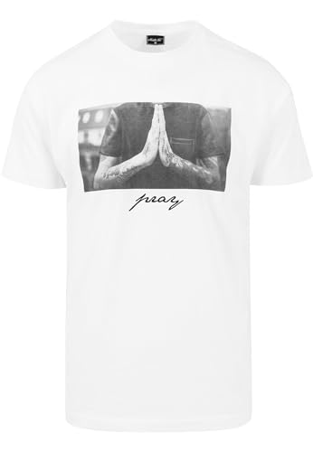 Mister Tee Camiseta Pray de Mangas Cortas para Hombre con Estampado Frontal, Moda Urbana Callera, en Algodón, Distintos Colores, Tallas XS-5XL