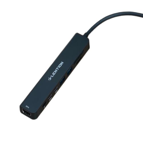 Image of LENTION USB-C Hub, 4K@60Hz HDMI, 100W PD, 2 USB-C, 2 USB 3.0, Card Reader | 2A & 2C Work Simultaneously, Stable Driver 3.0 Certified, for macOS, iOS /iPadOS, Windows & ChromeOS (CE19, Black)