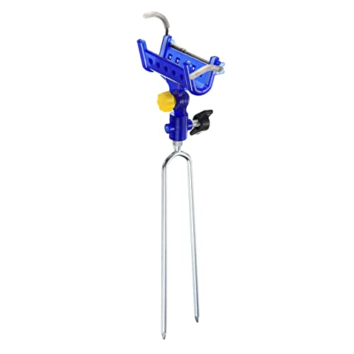 Porte canne à pêche de plage PATIKIL support de sol bleu réglable à 360°