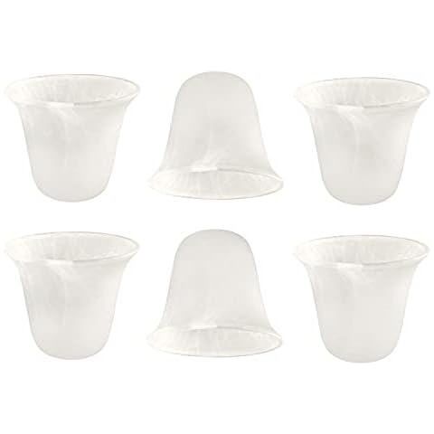 Eumyviv Bell Shaped Alabaster Glass Lamp Shade Replacement with 1-5/8-inch Fitter Opening for Ceiling Fan Light Kit Wall Sconce Pendant Light Fixture (6pcs Alabaster Glassed) Cover