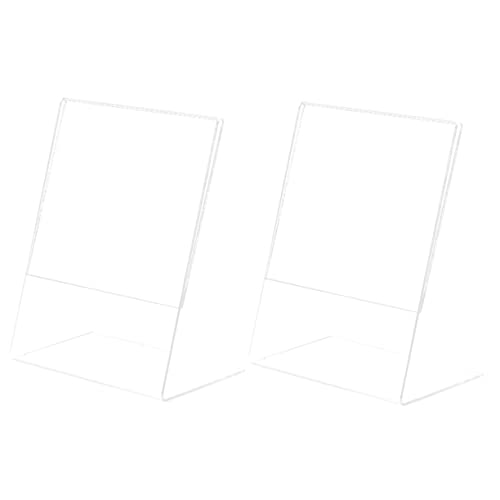 Sosoport Porta Carteles A5 Transparente Acrílico, Soporte Exhibición Doble Base Estable Para Fotos y Códigos Qr, Marco De Imagen Vertical Para Restaurantes y Ferias (2 Piezas