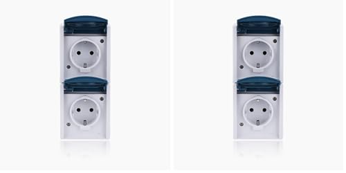 Busch-Jaeger 20-02 EW-53 SCHUKO® Steckdose 2-fach (Thermoplast) Grau ocean® (IP 44) 2CKA002084A0701 (Packung mit 2)