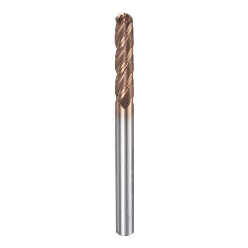 Image of HARFINGTON Ball Nose End Mill 4 Flute 1 /4 inch Diameter 1 /4 inch Shank Tungsten Carbide TiAlN Coated Spiral CNC Router Bits 1-1 /8 inch Cutting Length Single End Ball Cutting Tool for Carving Engraving