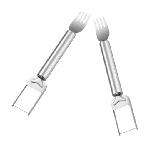 SOLUSTRE 2pcs Watermelon Slicing Tool Dual Stainless Steel Fruit Cutter Fork Easy to Use Melon Cutting Tool for Quick Serving and Salad Preparation