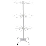 M.J COMFY-LIFE Rotating Jewelry Display Stand – 3-Tier Necklace Holder with 30 Hooks, Adjustable Height, 180° Rotation, Perfect for Necklaces, Bracelets, and Earrings (White)