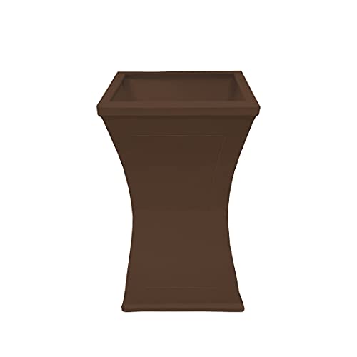 Image of Oakland Living Modern Square Cast Aluminum Metal 40-in Brown Bird Bath and Planter Vase Combo