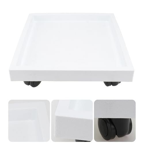 Plateau de pot de fleurs mobile résine évite taches eau terre support blanc roulette