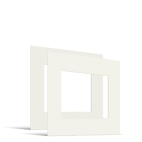 JUNOMI® 2 paspartús de 30 x 30 cm, para formato de imagen de 20 x 20 cm, 1,5 mm de grosor, color blanco crema