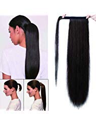 Wrap Around Ponytail Hair Extensions Human Hair Long Straight 100% Real Remy Hair Pony Tails Hair Extensions For Women #02 Dark Brown 20 Inch 95g