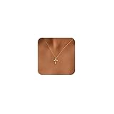 Voduim Collares de cruz para mujer, delicado collar de cruz chapado en oro de 14 quilates, bonito collar de cruz de oro simple para mujer, joyería de moda, Latón, No es una piedra preciosa