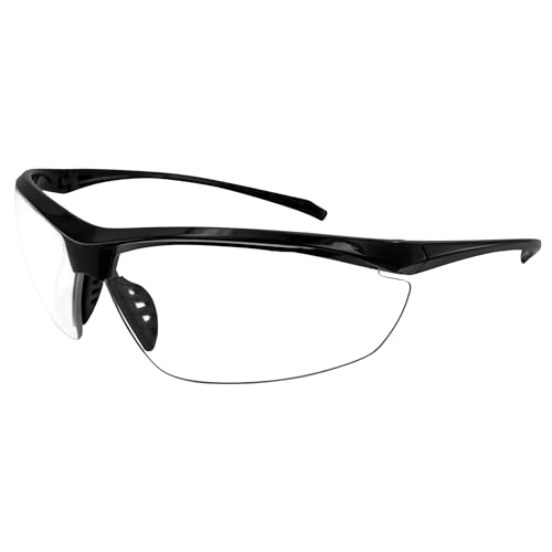Global Vision Lieutenant Wraparound Motorcycle Riding Safety Sunglasses ANSI Z87.1 & MIL-PRF-32432 Standards Black Frame (Clear Lens) - Global Vision