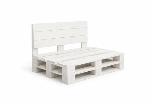 PALÉTIENDA Sofas con palets Europeos para Jardin, terraza, Patio, Medidas 80x120 (Blanco)