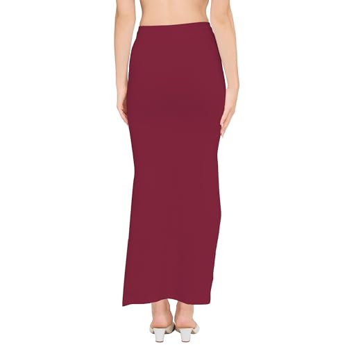 Image of DESI GIRL Cotton Lycra Stretchable Saree Shapewear Petticoat with Drawstring for Women | Fishcut Saree Petticoat with Side Slit for Easy Movement | Saree Shaper | Long inskirt