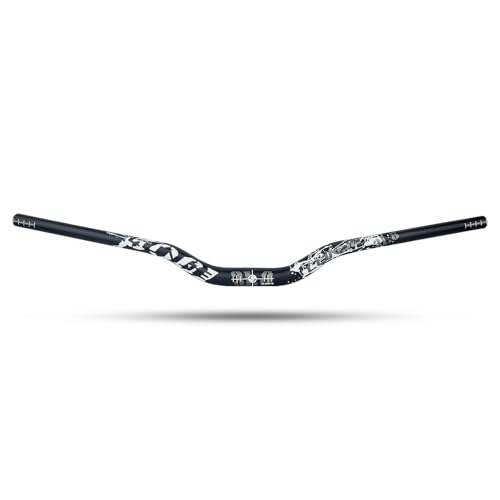 LUNJE Mountain Bike Handlebar 31.8mm 35/50/70/90/120mm Rise Options 780mm Cutable Width Lightweight T6 Aviation Aluminum for MTB Trail Commuter Bikes Durable Ergonomic Chameleon Pattern-50mm Rise