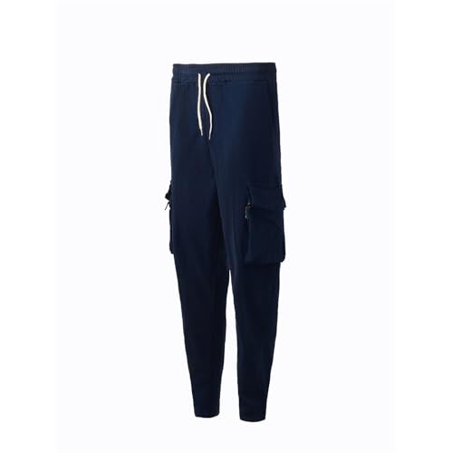 Mens Casual Cargo Pants Elastic Waist Drawstring Cuffed Trousers with Multi Pocket Joggers Hiking Tactical Sweatpants3