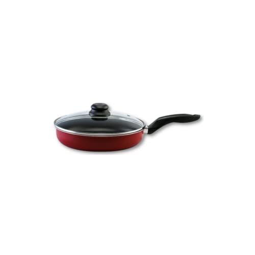 Kit Frigideira 2 peças AntiAderente Vermelha com Tampa 20 e 24cm
