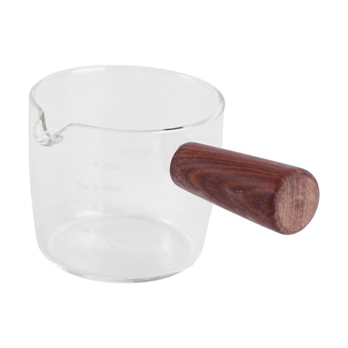 NUOBESTY Pichet à Lait Verre Borosilicate avec Poignée Antibrûlure Tasse Mesure pour Espresso et Latte Art Verseur Précis pour Café et Lait