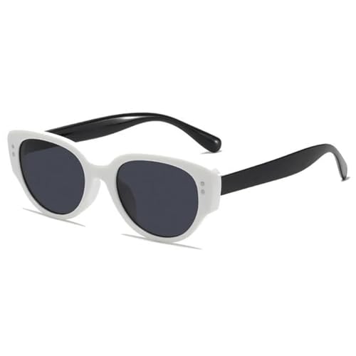 Lunettes de soleil ovales de luxe vintage à rivets mixtes