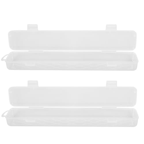 Image of Transparent Paint Brush Storage Box 2 Pack 12.79X2.20X1.41In Lightweight Portable Organizer for Art Supplies Pens Pen Packing Case for Birthday Ceremony