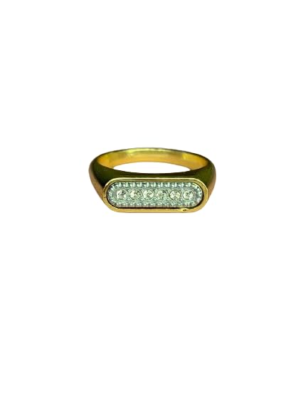 CZ Cuban Iced Out Golden Colour Metallic Ring-image-47