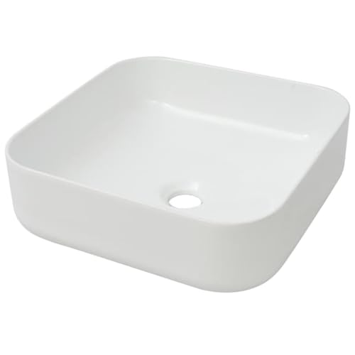 vidaXL Lavabo Carré Céramique Blanc 39x39x13,5 cm Vasque à Poser Salle de Bain
