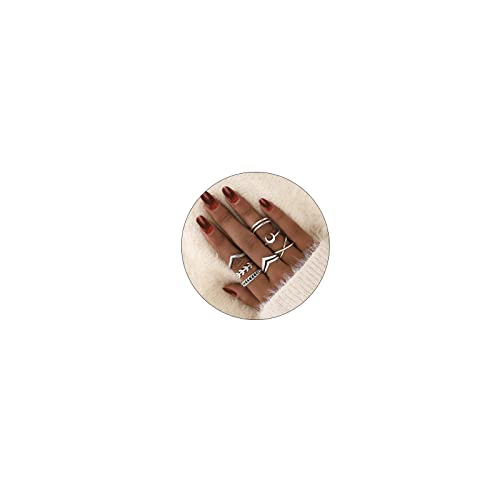 Aukmla Juego de anillos de nudillos bohemios apilables de luna plateada, tamaño midi, para...