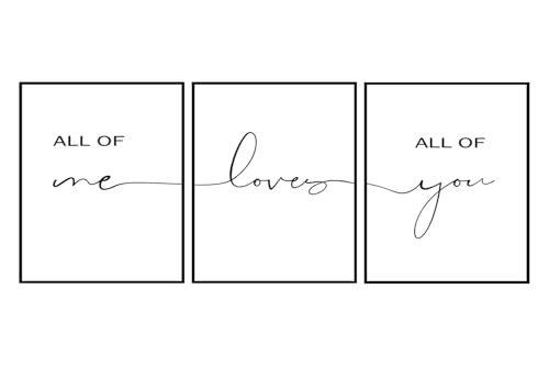 Set of 3 Prints,All Of Me Loves All Of You Print,Bedroom quotes,Above bed print,Nursery Decor,Set Of 3 Prints,Couple Print 8X10inch Noframed