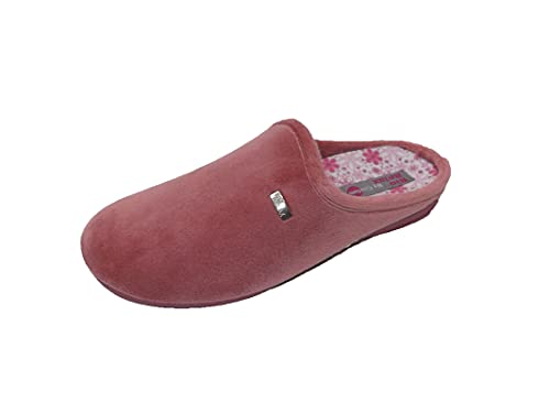 Biorelax Zapatillas de estar por casa/Mujer Apto plantilla/Plantilla extraible/Empeine :Suapel/Color Rosa Salmón/Talla 38