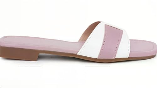 Image of Women's Square Toe Buckle Strap Flat Slides