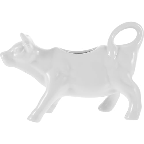 Luxshiny Ceramic Creamer Coffee Milk Creamer Pitcher Animal Cow Shaped Serving Pitcher Sauce Bottle Milk Cream Jug Gravy Boat for Kitchen Vinegar Dispenser Jar