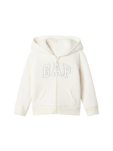 GAP Baby Girls Logo Full Zip Hoodie Hooded Sweatshirt, Ivory