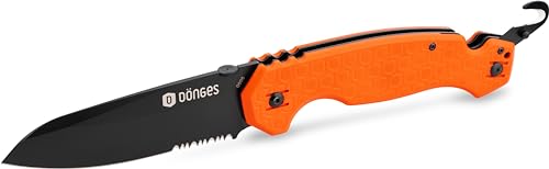 Dönges Rettungsmesser Professional Kugelgelagert | Feuerwehr Messer mit Gurtschneider & Glasbrecher | Taschenmesser für Feuerwehr mit Gürtelclip Ideal für Rescue Survival Outdoor oder Camping
