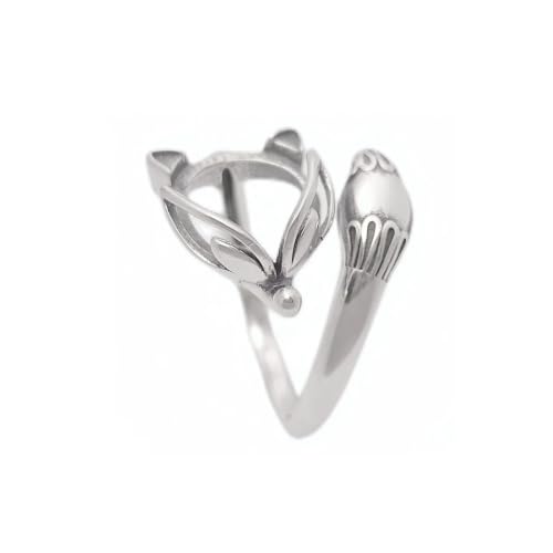 Anillo de zorro de plata ajustable para base de resina o cabujón de 10x10mm