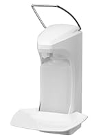 RX 5 M Seifenspender Hochwertiger Desinfektionsspender mit Bedienhebel für Seife Desinfektion Lotion 500ml Abtropfschale für Praxen, Büros, Rezeption, Theken, Tische Made in Europe…