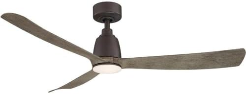 Fanimation Kute 3 Blade Ceiling Fan 52 Inches Wide with Matte Greige Finish and Weathered Wood Blades