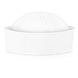 White Sailor Hat, Sailor Hat for Adults Navy Captain Hats Nautical Hats Yacht Ship Caps Captain Cap Costume Sailors Cap Dressing Up Party Cosplay Prop Nautical Costume Accessories for Men Women