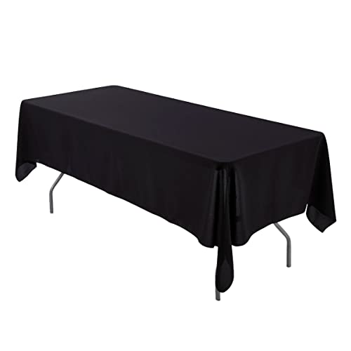 Sparkles Make It Special Leading Linens 10-pcs 60" x 102" Inch Rectangular Polyester Cloth Fabric Linen Tablecloth - Wedding Reception Restaurant Banquet Party - Machine Washable - Black