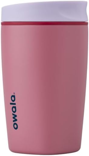 Image of Owala SmoothSip Slider Insulated Stainless Steel Coffee Tumbler, Reusable Iced Coffee Cup, Hot Coffee Travel Mug, BPA Free 12 oz, Purple /Pink (Crochet Queen) (Pack of 8)
