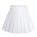 Women Girls 2024 high Waisted Pleated Skater Tennis School Skirt Uniform Skirts A-White