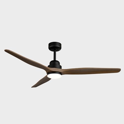 Imagen de Sulion Ventilador de Techo para con Luz LED Regulable 142cm Motor DC Silencioso 36W Aspas de Madera Maciza para Exterior IP44 e Interior con Mando a Distancia Negro Madera Oscura
