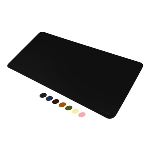 Mouse Pad Desk Pad Couse em Couro Ecológico 90x40cm + Porta-Copos Premium (Preto)