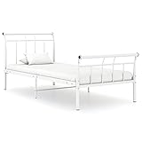 Ziaphsol Telaio letto bianco in metallo 100 x 200 cm, robusto letto a piattaforma per camera da letto, verniciato a polvere, doghe stabili, costruzione durevole, design moderno