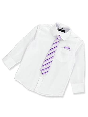 Kids World Boys' Dress Shirt & Tie (Patterns May Vary) - White, 162