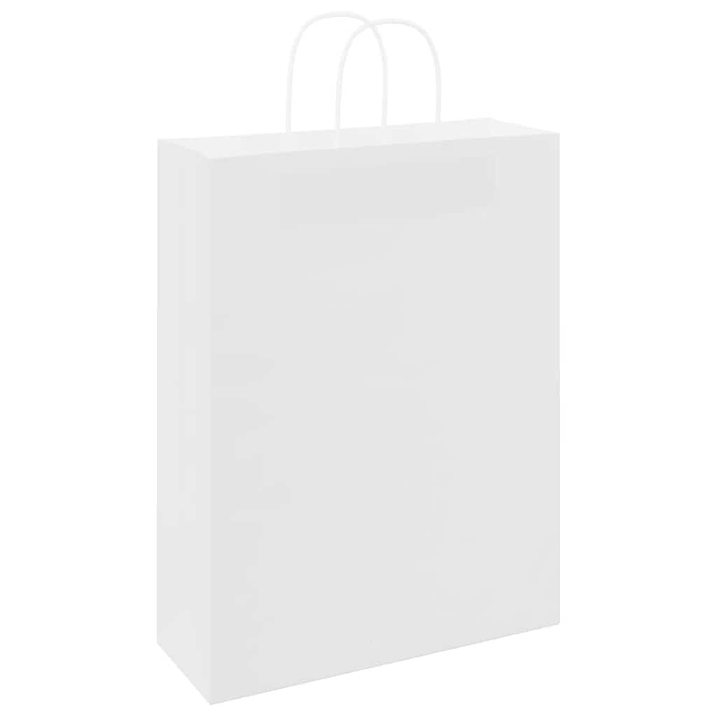 vidaXL Papiertragetaschen 50 Stk., Papiertüten mit Henkeln, Papiertüten, Geschenktüten für Einkaufen Hochzeiten Verpackungen Partys Geburtstag Weihnachten, Weiß 32x12x42cm