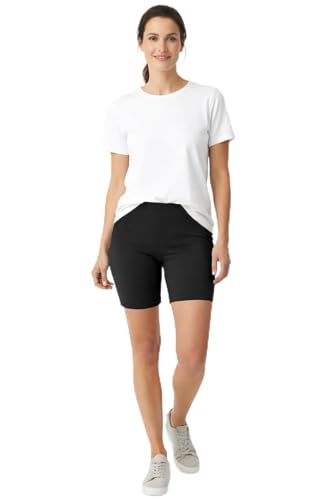 City Threads Soft 100% Cotton Biker Shorts for Women 5 Inch Cotton Bike Shorts Made in USA (Black Large)