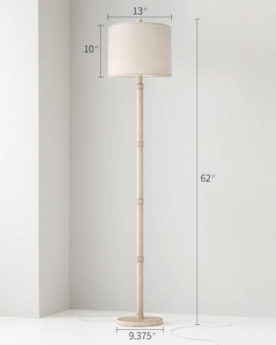 Image of BOBOMOMO Retro Farmhouse Floor Lamp Rotary Switch, 62 inch Resin Vintage Floor Lamp, Rustic Tall Floor Lamps for Living Room, Corner, Bedroom, Office(Without Bulb)