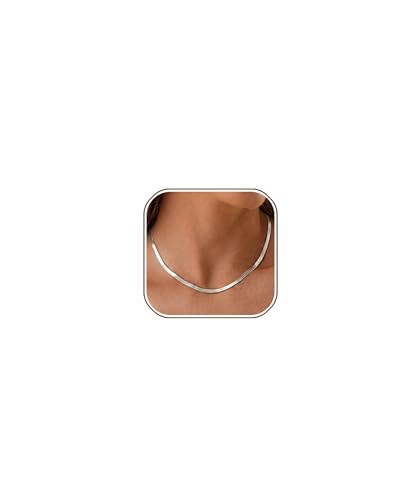 Image of Korotho 925 Silver Necklaces for Women 3.0MM Snake Silver Chain Sturdy Shiny Hypoallergenic Choker Necklaces for Women Jewellery Gifts