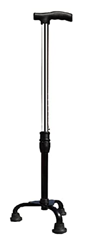 MUBBA 3Leg Walking Stick Height Adjustable Tripod Stick and Iron Canes Chrome