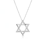 ALESSANDRA BETTINI Star Of David Pendant, 0.10Ctw Natural Diamond Star Shape Pendant, 925 Sterling Silver, 18