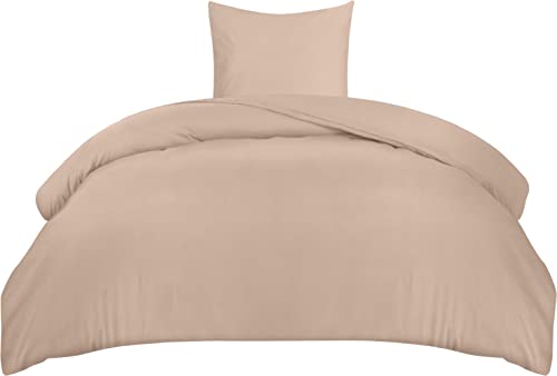 Image of Utopia Bedding Duvet Cover Set - Soft Microfiber Duvet Cover 135x200cm with Pillowcase 80x80cm - Bedding Duvet Cover Set - Beige | Microfibre duvet cover with zip, Oeko-Tex certified, easy to assemble, ideal for home and hotels